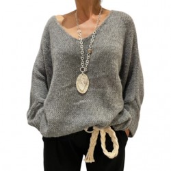 Pull oversize gris