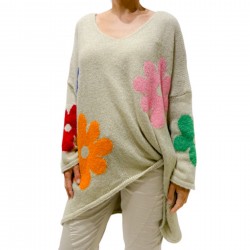 Pull fleurs oversize