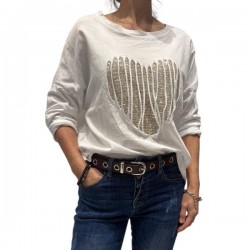 Sweat coeur ,blanc sequins