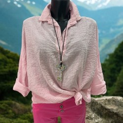 Chemise lignée rose