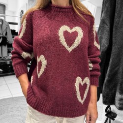 Pull coeurs col cheminée