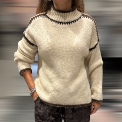 Pull couture beige , col...