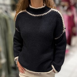Pull couture marine, col...