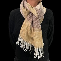 Echarpe franges, beige-...