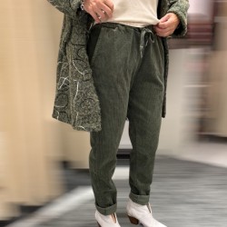 Pantalon velours fin, kaki,...