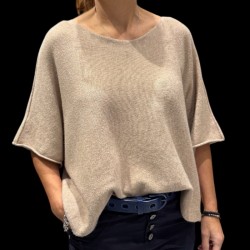 Pull carré oversize beige