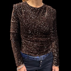Pull sequins, couleur chocolat