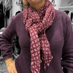 Echarpe coton/ soie bordeau