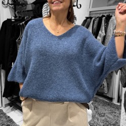 Pull alpaga , bleu acier