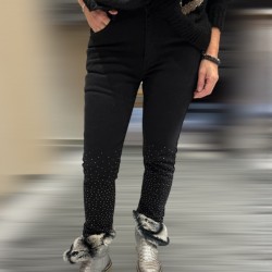 Pantalon noir , slim, brillant