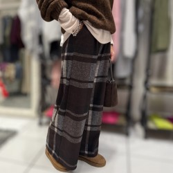 Pantalon quadrillé, marron