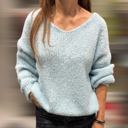Pull encolure V, bleu ciel