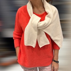 Pull corail, beige, manches...