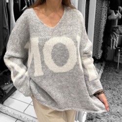 Pull AMOUR, gris, curvy,...