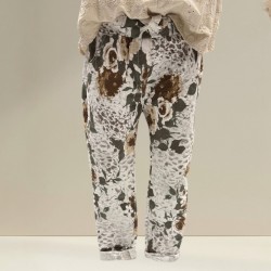 Pantalon à fleurs, blanc,...