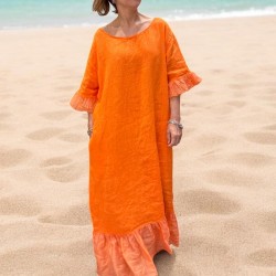 Robe lin, volants et noeud