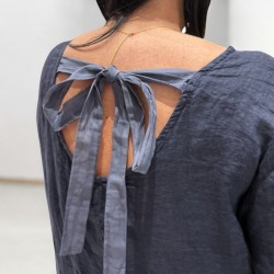 Robe lin ,volants avec noeud