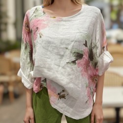 Chemise lin fleurs