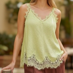 Top dentelle lin
