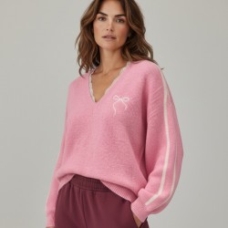 Pull V, dentelle
